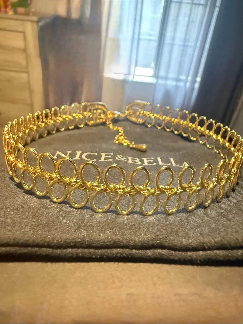 Elegant 18k Gold Plated Loop Choker Necklace